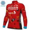 Wielershirt 2022 Bahrain Victorious Lange Mouw Winter Thermal Fleece Rood
